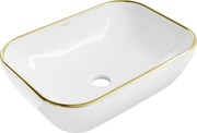 Mexen Rita lavatório de bancada 45 x 32 cm, branco/orlado de ouro - 21084505