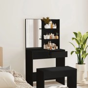 Toucador Tracy com Espelho, 1 Gaveta e 2 Prateleiras - Preto - Design