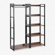Armário Modular Aberto De 2 Peças Com Cabideiro E Prateleira Em Aço E Mdf Ariaster Preto - Sklum