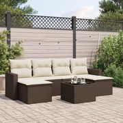 vidaXL 7 pcs conjunto de sofás jardim c/ almofadões vime PE castanho