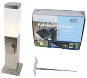 Candeeiro de exterior em aço com tomada IP44 - Malios com estaca de terra e prensa-cabos Moderno