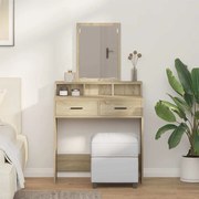 Mesa de maquilhagem vidaXL com gavetas em Carvalho Sonoma 79x41x140 cm