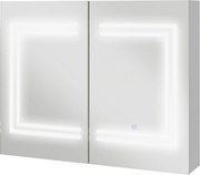 kleankin Armário para Casa de Banho com Espelho Luz LED Interruptor Tátil Cor Luz Ajustável 80x15x65 cm Branco Brilhante | Aosom Portugal