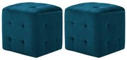 Pufe 2 pcs 30x30x30 cm veludo azul