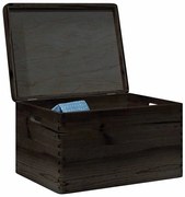 vidaXL Caixa madeira tampa pegas preta 40x30x23cm pinho madeira maciça