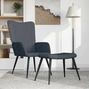 vidaXL Cadeira de descanso com banco veludo cinzento-escuro