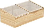 Outsunny Estufa de Madeira Caixa de Germinação Cama de Cultivo Estufa Jardim &amp; Sistema de Caixas para Plantas para Jardim Varanda, 100 x 50 x 35 cm, Natural, Abeto, placa de PC | Aosom Portugal