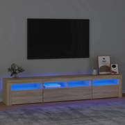 Móvel de TV com luzes LED 210x35x40 cm carvalho sonoma