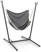 Cadeira de balanço Papasan grande para pátio com almofada acolchoada e estrutura de metal - bege