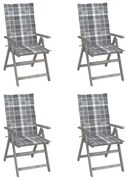 vidaXL Cadeiras jardim reclináveis c/ almofadões 4 pcs acácia maciça