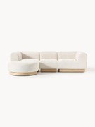 Sofá modular em teddy-bouclé Natalie (3 lugares), com pufe (esquerda/direita)
