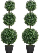 HOMCOM Conjunto de 2 árvores artificiais 101,6 cm 3 bolas de buxo topiárias planta artificial verde PE com vaso para interior e exterior | Aosom Portugal