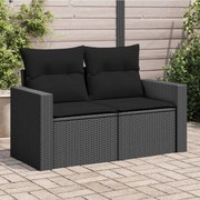 vidaXL Sofá de jardim com almofadões 2 lugares vime PE preto