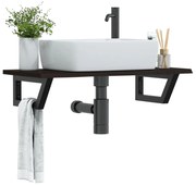 vidaXL Prateleira de parede p/ lavatório aço/madeira carvalho maciça