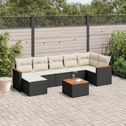 vidaXL 8 pcs conjunto sofás de jardim com almofadões vime PE preto