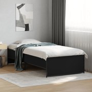 vidaXL Estrutura de cama 75x190 cm derivados de madeira e metal preto