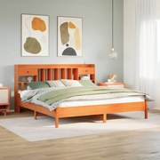vidaXL Cama com estante sem colchão 180x200 cm pinho maciço