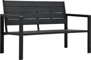 vidaXL Banco de jardim 120 cm PEAD aspeto de madeira preto