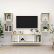vidaXL 5pcs conj. móveis TV derivados madeira branco/carvalho sonoma