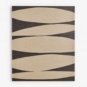 Tela Decorativa 100x120 Cm Pintada À Mão Yaleno Preto - Crema Linho - Sklum