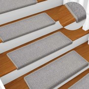 vidaXL Tapetes de escada 15 peças 65x21x4 cm cinza claro com borda retangular