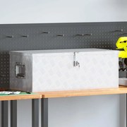 vidaXL Caixa de arrumação 80x39x30 cm alumínio prateado