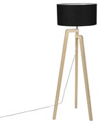 Candeeiro de pé moderno em madeira com cúpula preta 45 cm - Puros