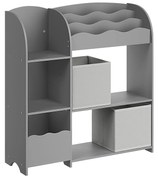 Prateleira organizadora infantil com várias divisões para livros e brinquedos. | SONGMICS | 93 x 30 x 100 cm | cinzento | GKR042G01.