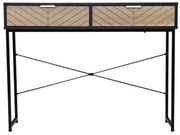HOMCOM Mesa Consola 100x30x75 cm Mesa de Entrada Moderna com 2 Gavetas de Armazenamento Preto e Madeira