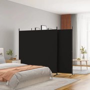 350281 vidaXL Divisória de quarto com 3 painéis 525 x 180 cm tecido preto