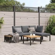 vidaXL 4 pcs conjunto de sofás p/ jardim c/ almofadões alumínio preto