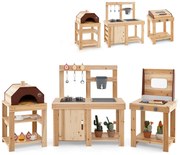 Cozinha de brinquedo infantil com 2 pias removíveis, torneira, fogão e utensílios de cozinha