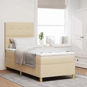 vidaXL Cama Box Spring com Colchão Creme de Solteiro