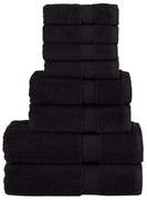 vidaXL 8pcs Conjunto toalhas banho premium SOLUND 600 gsm preto