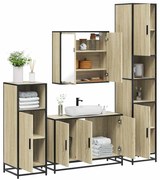 vidaXL 4 pcs conj. móveis casa banho derivados madeira carvalho sonoma
