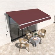 Toldo Manual Retrátil 3,5x2,5 m com Ângulo Ajustável Manivela Estrutura de Alumínio e Proteção UPF30+ Vinho Tinto