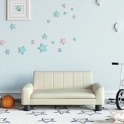 vidaXL Sofá infantil 70x45x30 cm couro artificial cor creme