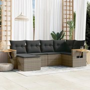 vidaXL 6 pcs conjunto sofás de jardim com almofadões vime cinzento