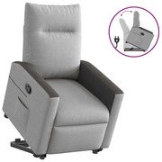 vidaXL Poltrona reclinável elevatória tecido cinzento-nublado
