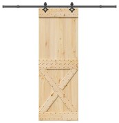 VidaXL Porta de correr com ferragens 80x210 cm madeira de pinho maciça