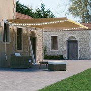 vidaXL Toldo retrátil manual com LED 450x300 cm amarelo e branco