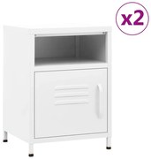 Mesas de cabeceira 2 pcs 35x35x51 cm aço cor branco