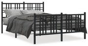 Estrutura de cama com cabeceira e pés 120x200 cm metal preto