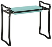 Outsunny Banco de jardim reclinável portátil e dobrável Banco de joelho carga 150kg almofada de espuma EVA 58x28x49cm preto e verde | Aosom Portugal