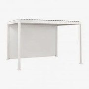 Pérgola Bioclimática De Alumínio Com Lâminas E Toldo Lateral Druvia Gardénia Branco & Pérgula De 3x4 M Com 1 Toldo De 4 M - Sklum