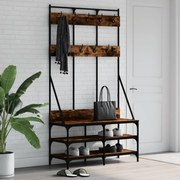 vidaXL Bengaleiro c/ arrumação de calçado 100x40x184cm carvalho fumado