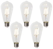 Conjunto de 5 lâmpadas LED E27 reguláveis ST64 transparente 5W 600 lm 2700K