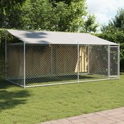 Jaula para cão com telhado/porta 4x2x2 m aço galvanizado cinza