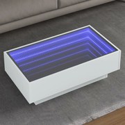 vidaXL Mesa de centro c/ LEDs 90x50x30 cm derivados de madeira branco