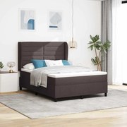 vidaXL Cama Box com Colchão Castanho Escuro 140x190 cm, em tecido